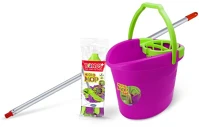 Bonus 18L+130CM ALUKRÓM Felmosó szett  lila-zöld vödör 18l+130cm alukróm nyél + micromop pótfej kép