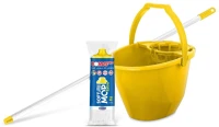 Bonus H65B330S Felmosó szett-vödör SÁRGA 11L  csavaró kosár, felmosó nyél 120cm kép