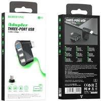 Borofone 3X USB2.0 Dh3 usb splitter, elosztó 3x usb2.0 forgatható fejjel 1427047 kép