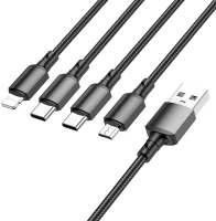 Borofone BX72 4 az 1 ben textil borítású töltőkábel (lightning, micro usb, 2x usb-c) kép