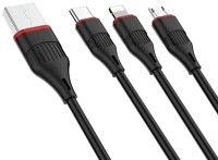 Borofone H75BX17 Bx17 3 az 1 ben töltőkábel ( micro usb-type-c, lightning csatlakozó) 1377615 kép