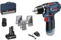 Bosch GSR 10,8-2-LI Akkus fúró-csavarozó, 39 részes tartozék készlettel és táskával kép