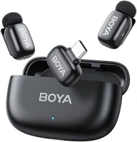 Boya 2-02 Mini 2 - 2 adó + 1 vevő (usb-c csatlakozóval) + 1 töltőtok. - fekete kép