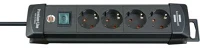 Brennenstuhl 1951140100 Hálózati elosztó kapcsolóval, 4 részes, fekete, kép