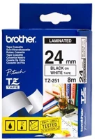 Brother TZE-251 24MMX8M Feliratozó szalag  tze-251 24mmx8m laminált fehér alapon fekete írásszín kép