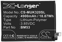 Cameron sino cs-muk320sl Xiaomi Mi 10T 5G CAMERON SINO Akku 4900 mAh LI-Polymer (belső akku, beépítése szakértelmet igényel, BM53 kompatibilis)