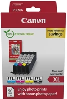 Canon CLI571XL BCMY Cli571xl bcmy tintapatron + 10x15 fényes fotópapír multipack original kép