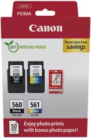 Canon PG-560 1x7,5 ml) + CL-561 (1x8,3 ml) + 50 lap GP501 10x15 fényes fotópapír kép
