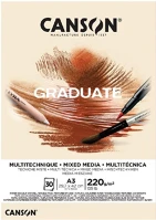 Canson C400110369 graduate mixed media a3, álló, 220 g/m2, ragasztott, natúr színű kép