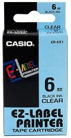 Casio XR6X1 Feliratozógép szalag xr-6x1 6mmx8m  víztiszta/fekete kép