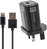 Cellularline ACHKITMFI12WUKK Utazó töltő usb aljzat 12w, földelt + lightning kábel, fekete kép