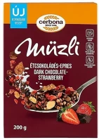 Cerbona 14.01769 Müzli  étcsokoládés epres dobozos 200g kép