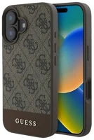 Cg mobile GUHCP16SG4GLBR Iphone 16 5g guess 4g stripe műanyag telefonvédő textil hátlap barna kép