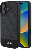 Cg mobile GUHCP16SG4GLGR Iphone 16 5g guess 4g stripe műanyag telefonvédő textil hátlap szürke kép