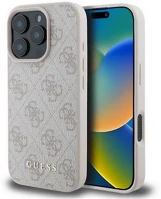 Cg mobile GUHCP16XG4GFPI Iphone 16 pro max 5g guess 4g metal gold logo műanyag telefonvédő textil hátlap rózsaszín kép