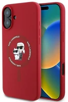 Cg mobile KLHMP16MSCMKCRHR Karl lagerfeld silicone kc heads ring apple iphone 16 plus hátlap tok, piros kép