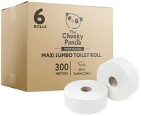 Cheeky panda 76-PFMAXJRL6 toalettpapír, bambusz, 2 rétegű, nagytekercses, 24,2 cm átmérő, 300 m kép
