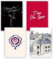 Clairefontaine 812437C Jegyzetfüzet  moulin rouge a/6, textil gerinc, 64 lapos, sima, vegyes minta kép