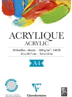 Clairefontaine 96308C Művészeti rajztömb  acrylic a/4 10 lap 360g ragasztott fehér kép