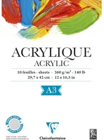 Clairefontaine 96309C Művészeti rajztömb  acrylic a/3 10 lap 360g ragasztott fehér kép