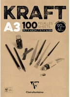 Clairefontaine 96546C Művészeti rajztömb  kraft a/3 100 lap 90g ragasztott kép