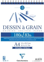 Clairefontaine 96628C Művészeti rajztömb  a/4 30 lap 180g spirálos fehér szemcsés kép