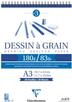 Clairefontaine 96630C Művészeti rajztömb  a/3 30 lap 180g spirálos fehér szemcsés kép
