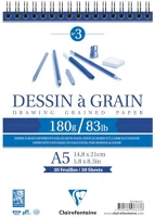 Clairefontaine 96633C Művészeti rajztömb  a/5 30 lap 180g spirálos fehér szemcsés kép