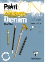 Clairefontaine 975701C Művészeti rajztömb  painton a/4 15 lap 250g ragasztott farmerkék enyhén szemcsés kép