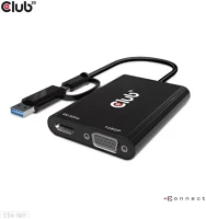 Club 3d 1080/60HZ átalakító - csv-1611(usb-c (usb-a adapterrel) to dual hdmi (4k/30hz) / vga kép