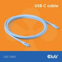 Club 3d CAC-3003 Kábel -  (usb-c, pd 240w, 20gbps, 4k60hz, 2m, kék) kép