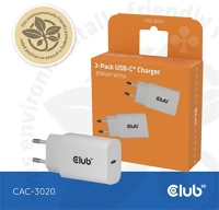 Club 3d CAC-3020 2db/csomag, 30w usb-c, pd3.0, túltöltés védelem, kicsi méret, fehér) kép