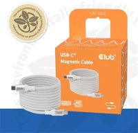 Club 3d CAC-3032 Kábel -  (usb-c, mágneses, pd3.1, 240w, 20gbps, fehér, m/m, 2m) kép