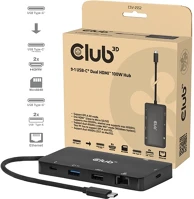 Club 3d CSV-2552 9-port 100w usb-c dokkoló fekete kép