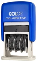 Colop BE01051200 Bélyegző dátum  s120 mini betűvel kék ház fekete párna kép