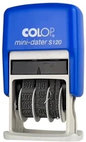 Colop BE01051201 Bélyegző dátum  s120 mini számmal kék ház fekete párna kép