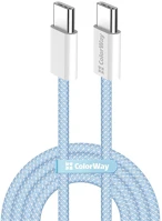 Colorway CW-CBPDCC061-BL Kábel type-c , fonott pamut, pd fast charging 60w, 3,0a 1m kék kép