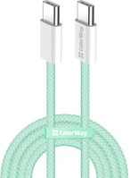 Colorway CW-CBPDCC061-G Kábel type-c , fonott pamut, pd fast charging 60w, 3,0a 1m zöld kép