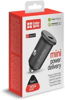 Colorway CW-CHA028PD-GR Autós töltő, , 1usb (power delivery port usb type-c (20w) szürke kép