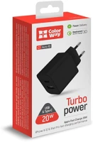 Colorway CW-CHS025QPD-BK Usb töltő adapter, (type-c pd + usb qc3.0) (20w) v2 black kép