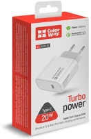 Colorway CW-CHS026PD-BK Usb töltő adapter, power delivery port usb type-c 20w v2 fekete () kép
