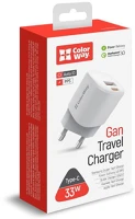 Colorway CW-CHS043PD-WT Usb töltő adapter, gan3 power delivery port pps usb (type-c pd + usb qc3.0) (33w) fehér () kép