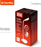 Colorway CW-DL06FPB-W Asztali LED lámpa beépített akkumulátor, flexibilis, 5500-6000k, 115 lm kép