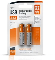 Colorway CW-UBAAA-09 Aaa újratölhető elem, usb-c 590 mah 1.5b (li-polymer) (2pc.) kép