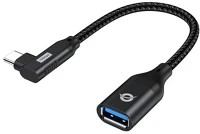 Conceptronic ABBY19B Kábel -  (usb-c to usb-a, 10 gbps, 90° fordított csatlakozó, fekete) kép