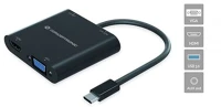 Conceptronic DONN09B Notebook dokkoló -  (bemenet: usb-c, kimenet: hdmi+vga+usb-a+aux, fekete) kép