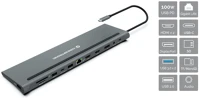 Conceptronic DONN17G 12-in-1 usb 3.2 gen 1 docking station grey kép