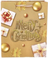 Creative 1342M Dísztasak  simple m 32x26x10 cm karácsonyi feliratos 3d glitteres szalagfüles kép