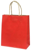 Creative 71310 Dísztasak  classic simple m 22x25x10 cm kraft egyszínű piros sodort füles kép