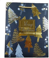 Creative 71654 Dísztasak  deluxe plus m 18x23x10 cm karácsonyi matt fóliás fekete sodort füles kép